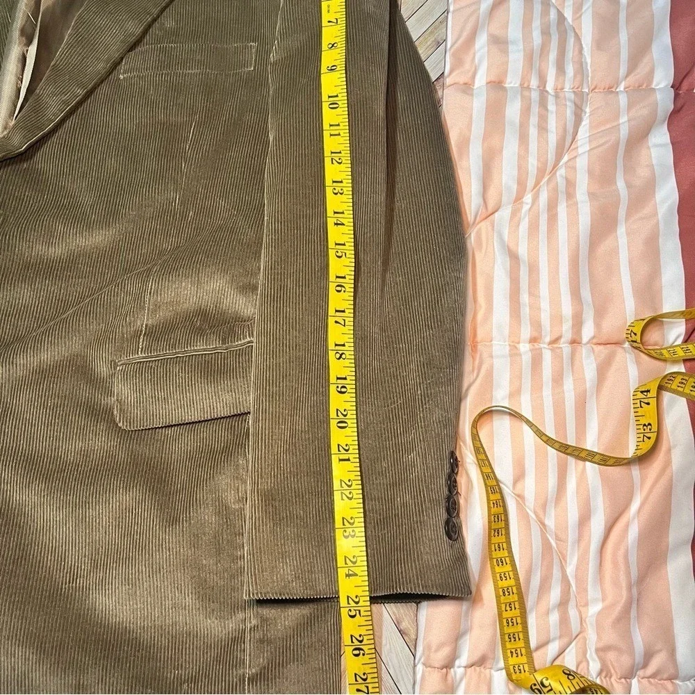 Alan Flusser Blazer 44R Tan Brown Corduroy Two Button‎ Sport Coat Jacket Retro